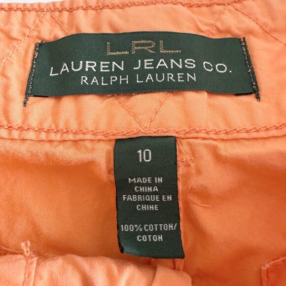 LRL Lauren Jeans Co Ralph Lauren Cargo Capri Pants Orange Cotton Women’s Size 10 - Picture 7 of 10
